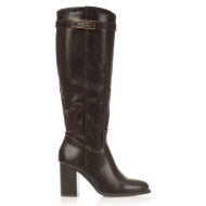  μπότες καφέ δερματίνη με διακοσμιτική αγκράφα καφε