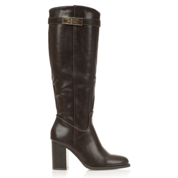 μπότες καφέ δερματίνη με διακοσμιτική σε προσφορά