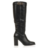  μπότες μαύρες δερματίνη με διακοσμιτική αγκράφα μαυρο