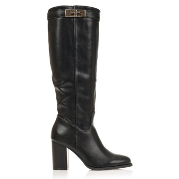 μπότες μαύρες δερματίνη με διακοσμιτική σε προσφορά