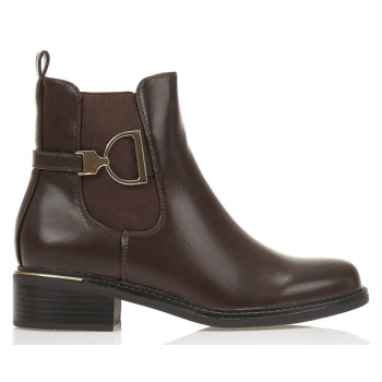 μποτάκια καφέ δερματίνη με ιδιαίτερη σε προσφορά