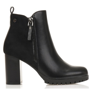 μποτάκια μαύρα με σουέτ λεπτομέρια και σε προσφορά