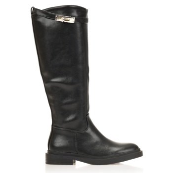 μπότες μαύρες δερματίνη με διακοσμιτική σε προσφορά