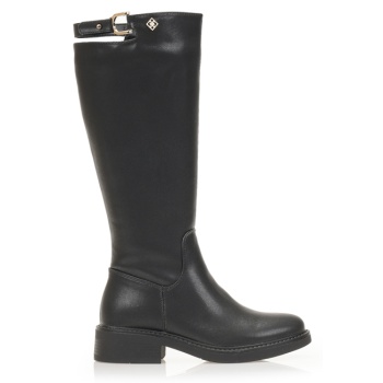 μπότες μαύρες δερματίνη με χρυσή σε προσφορά