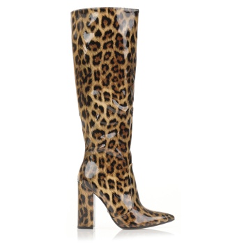 μπότες animal print λουστρίνι με χοντρό σε προσφορά