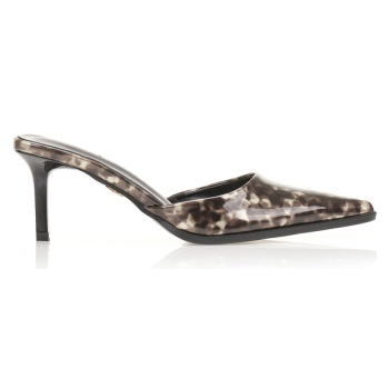 γόβες mules καφέ λουστρίνι με animal σε προσφορά