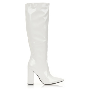 μπότες λευκές λουστρίνι με χοντρό σε προσφορά