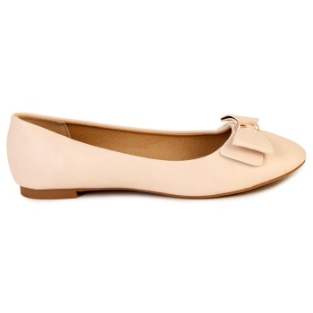 μπαλαρίνες μπεζ δερματίνη με φιογκάκι