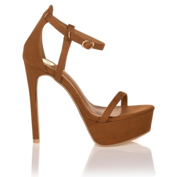 πέδιλα κάμελ σουέτ με λουράκι σε προσφορά