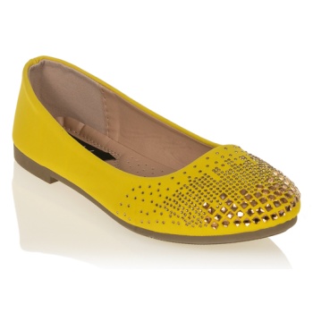 μπαλαρίνες κίτρινες σουέτ με στρας σε προσφορά