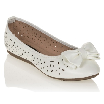 μπαλαρίνες λευκές δερματίνη τρυπητές με