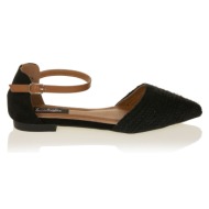  γόβες μαύρες ψάθα με λουράκι μυτερές μαυρο