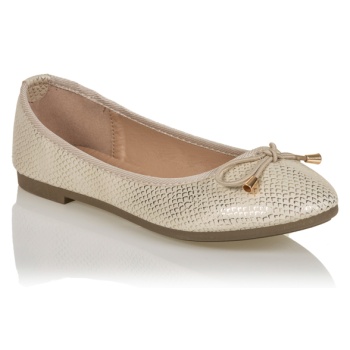 μπαλαρίνες μπεζ δερματίνη με γυαλιστερό