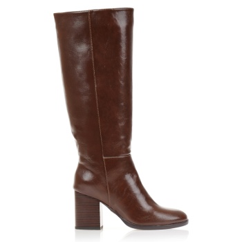 μπότες καφέ δερματίνη με διακριτικό σε προσφορά