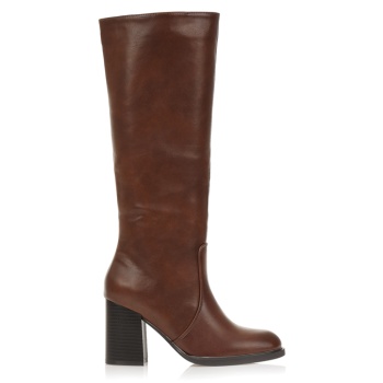 μπότες κάμελ δερματίνη με χοντρό σε προσφορά