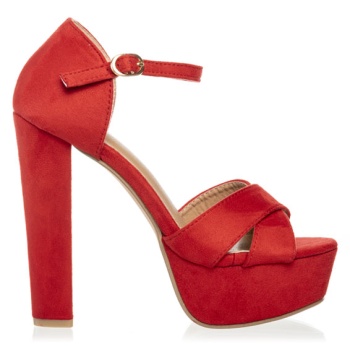 πέδιλα κόκκινα σουέτ χιαστί με φιάπα σε προσφορά