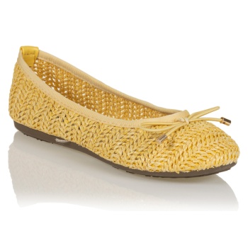μπαλαρίνες κίτρινες ψάθα με φιόγκο σε προσφορά