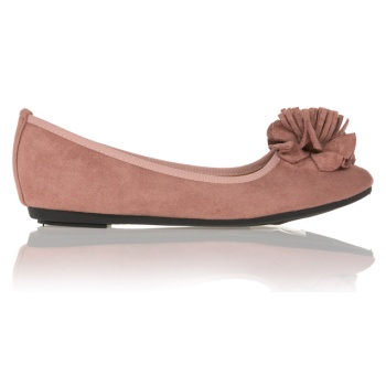 μπαλαρίνες ροζ σουέτ με διακοσμητικό σε προσφορά
