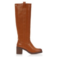  μπότες κάμελ δερματίνη με λεπτομέρεια στο πλάι καμελ