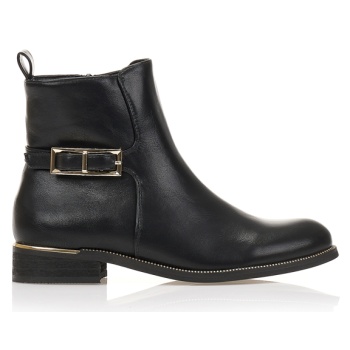 μποτάκια μαύρα δερματίνη με χρυσή σε προσφορά