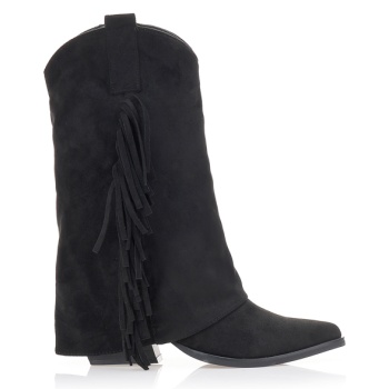 μποτά cowboy με κρόσια μαυρο σε προσφορά
