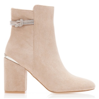 μποτάκια μπεζ σουέτ με διακοσμητικό σε προσφορά