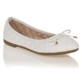 μπαλαρίνες λευκές καπιτονέ με φιογκάκι σε προσφορά