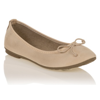 μπαλαρίνες μπεζ σουέτ με φιογκάκι μπεζ σε προσφορά