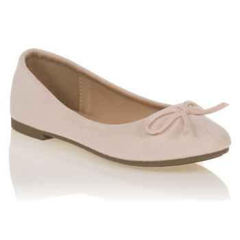 μπαλαρίνες μπεζ σουέτ με φιογκάκι μπεζ σε προσφορά