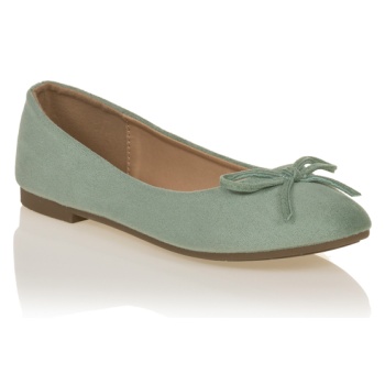 μπαλαρίνες πράσινες σουέτ με φιογκάκι