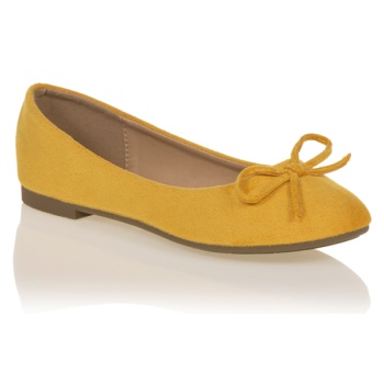 μπαλαρίνες κίτρινες σουέτ με φιογκάκι σε προσφορά