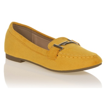 μοκασίνια κίτρινα σουέτ με χρυσή σε προσφορά