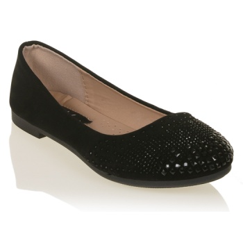 μπαλαρίνες μαύρες σουέτ με στρας μαυρο σε προσφορά