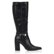  μπότες μαύρες δερματίνη με χρυσή αγκράφα μαυρο