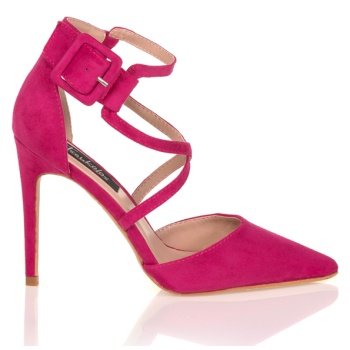 γόβες φούξια σουέτ με χιαστί λουράκια σε προσφορά