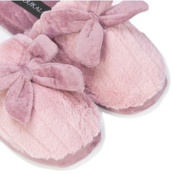 παντόφλες μωβ σουέτ με φιόγκο μωβ σε προσφορά