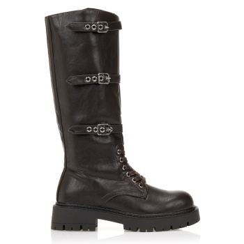 μπότες καφέ με ρυθμιζόμενες αγκράφες σε προσφορά