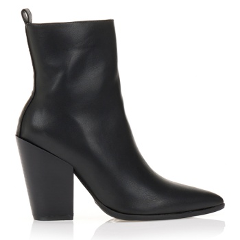 μποτάκια μαύρα μυτερά με χοντρό τακούνι σε προσφορά