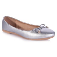  μπαλαρίνες ασημί δερματίνη γυαλιστερή με φιόγκο ασημι