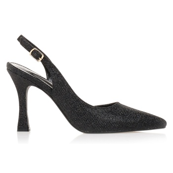 γόβες mules λούρεξ μυτερές μαυρο