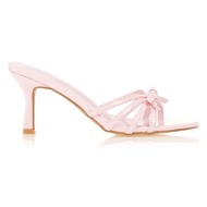  mules ροζ πέδιλα με φιογκάκι ροζ