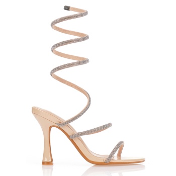 πέδιλα μπέζ με περιστρεφόμενα λουράκια σε προσφορά