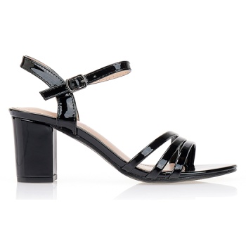 πέδιλα λουστρίνι με χοντρό τακούνι μαυρο σε προσφορά