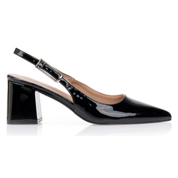 γόβες λουστρίνι με χοντρό τακούνι μαυρο σε προσφορά