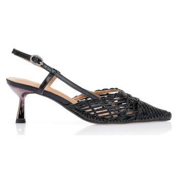 γόβες μαύρες με πλεκτό σχέδιο μαυρο σε προσφορά