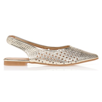 γόβες ψάθινες με πλεκτο σχέδιο χρυσο σε προσφορά