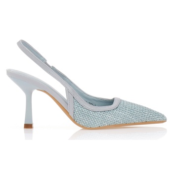 γόβες με ανάγλυφη και ψάθινη υφή γαλαζιο σε προσφορά