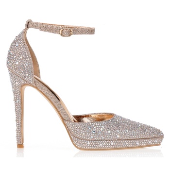 γόβες με στρας μυτερές μπρονζε σε προσφορά