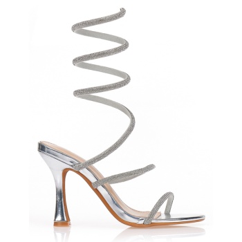 πέδιλα ασημί με περιστρεφόμενα λουράκια σε προσφορά