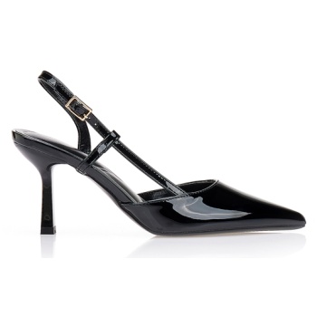 γόβες μαύρες λουστρίνι με λουράκια μαυρο σε προσφορά